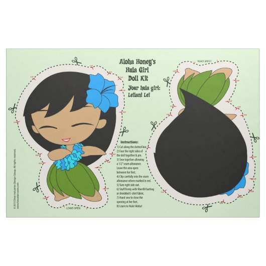 Aloha Honig Hula Mädchen-Puppen-Ausrüstung und Stoff (Fat Quarter (45,7 x 55,9 cm))