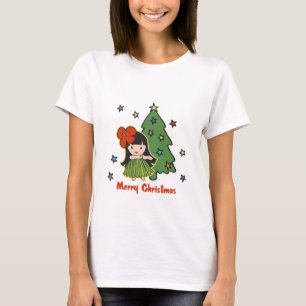 Aloha Honig-Weihnachtenhawaiisches Hula Mädchen T-Shirt