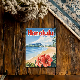 Aloha Honolulu Vintage Travel Poster Postkarte