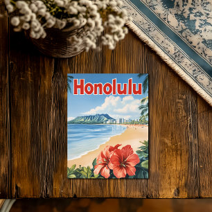 Aloha Honolulu Vintage Travel Poster Postkarte