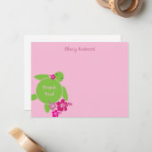 Aloha Honu Flat Danke Karte - Rosa (Vorderseite/Rückseite Beispiel)