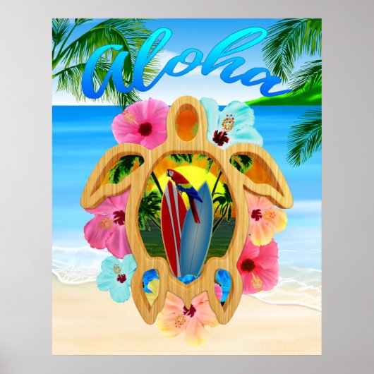 Aloha Honu Sea Turtle 2 Poster (Vorne)
