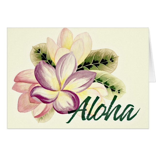 Aloha Hübsch Plumeria Island Blumengrußkarte (Vorderseite (Horizontal))