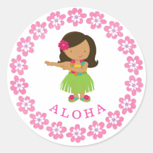 Aloha Hula Dancer Runder Aufkleber