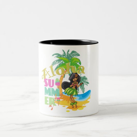 Aloha Hula Girl Coffee Cup Zweifarbige Tasse (Mittel)