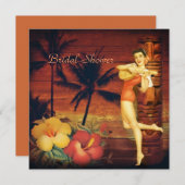 Aloha Hula Girl hawaii Beach Brautparty Einladung (Vorne/Hinten)