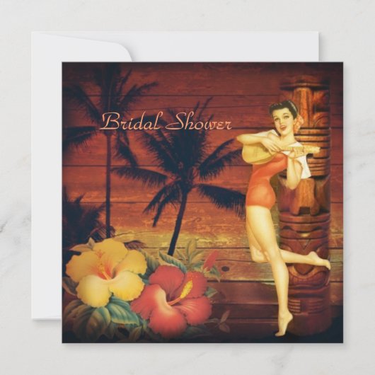 Aloha Hula Girl hawaii Beach Brautparty Einladung (Vorderseite)