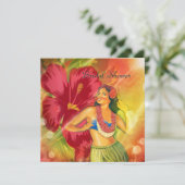 Aloha Hula Girl hawaii Beach Brautparty Einladung (Stehend Vorderseite)