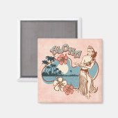 Aloha Hula Girl Magnet (Vorderseite/Rückseite)