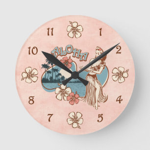 Aloha Hula Girl Runde Wanduhr