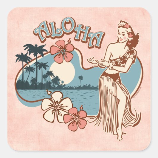 Aloha Hula Girl Sticker (Vorderseite)
