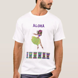 "Aloha" Hula girl und Tiki T-Shirt