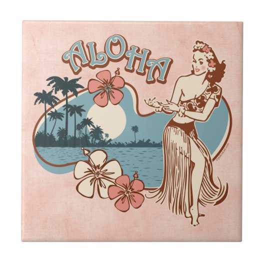Aloha Hula Mädchen-Fliese Fliese (Vorderseite)