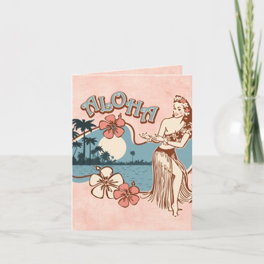 Aloha Hula Mädchen Karte (Vorderseite)