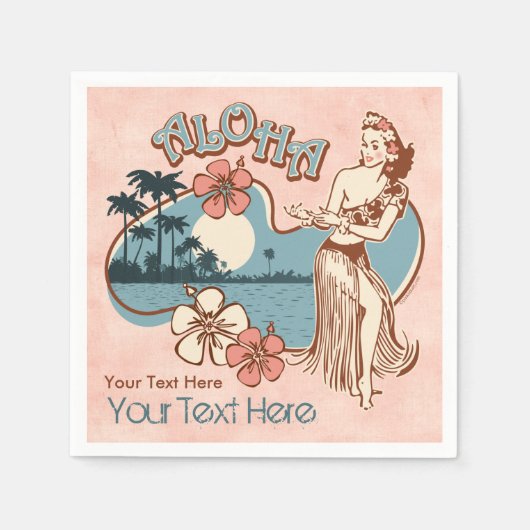 Aloha Hula Mädchen Serviette (Vorderseite)