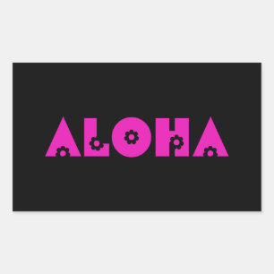 Aloha in rosa Blume Rechteckiger Aufkleber