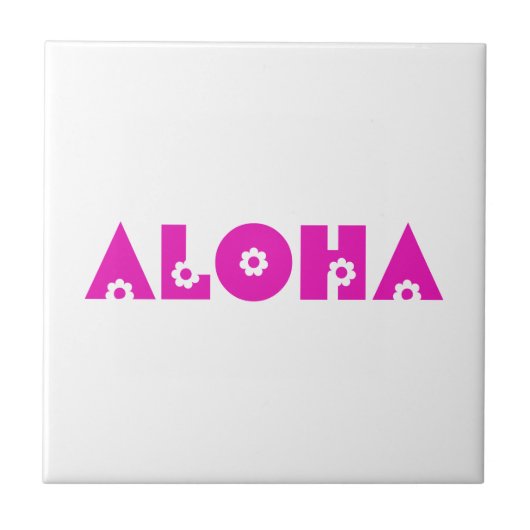Aloha in rosa Blumen Fliese (Vorderseite)