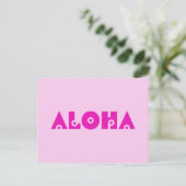 Aloha in Rosa Postkarte (Stehend Vorderseite)