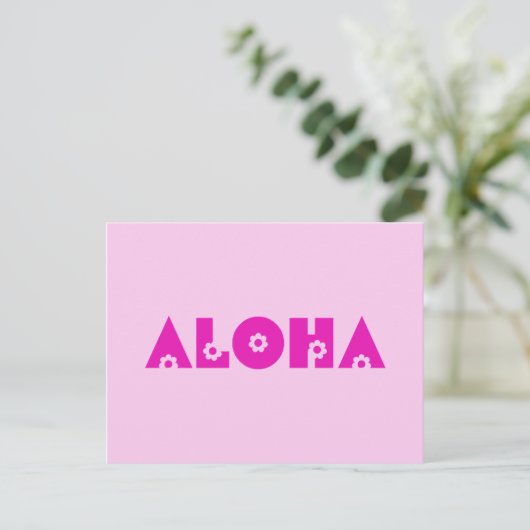Aloha in Rosa Postkarte (Stehend Vorderseite)
