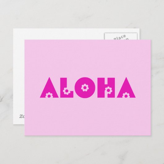 Aloha in Rosa Postkarte (Vorne/Hinten)