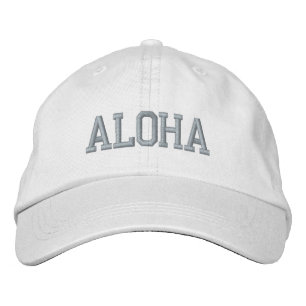 ALOHA-Kappe (weiß mit rosa) Bestickte Baseballkappe