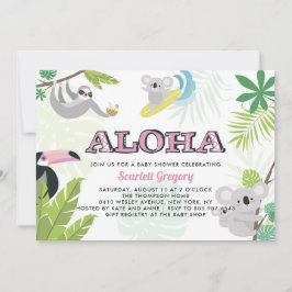 Aloha Koala Tropical Pink Baby Dusche Einladung