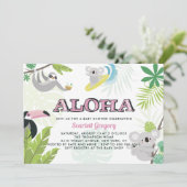 Aloha Koala Tropical Pink Baby Dusche Einladung (Stehend Vorderseite)