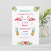 Aloha laden Babyparty-Flamingo-Ananas Laua ein Einladung (Stehend Vorderseite)