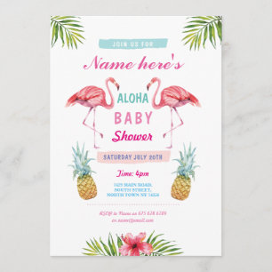Aloha laden Babyparty-Flamingo-Ananas Laua ein Einladung