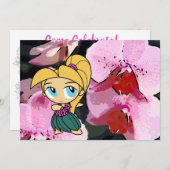 Aloha lädt Honig Luau Karte blondes Hula Mädchen (Vorne/Hinten)