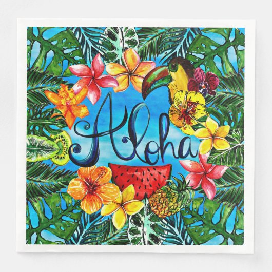 Aloha - Lebensmittel und Sommerdesign für tropisch Serviette (Vorderseite)