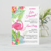 Aloha Let's Flamingle Abschluss Luau Party Einladung (Stehend Vorderseite)