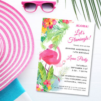 Aloha Let's Flamingle Luau Birthday Party Einladung
