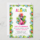 Aloha Let's Flamingle Tropical Flamingo Birthday Einladung (Vorderseite)