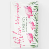 Aloha Let's Flamingle tropische Geburtstagsparty Banner (Vertikal)
