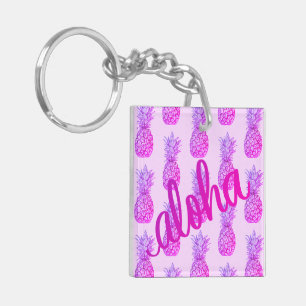 Aloha Lila Ananas Square Schlüsselanhänger Mini