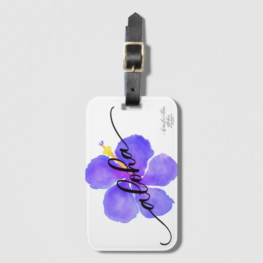 Aloha lila Hibiskus-Taschen-Umbau Gepäckanhänger (Vorderseite Vertikal)