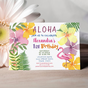 Aloha Luau 1. Geburtstag Einladung
