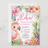 Aloha! Luau 1. Geburtstag Pink Tropisch Hawaiisch Einladung (Vorderseite)