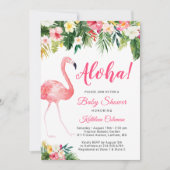 Aloha Luau Baby Dusche Tropisches Flamingo Einladung (Vorderseite)