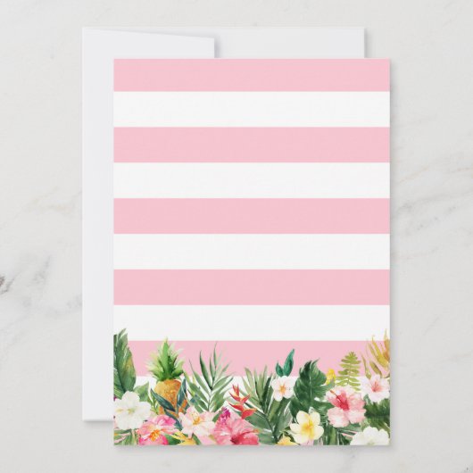 Aloha Luau Baby Dusche Tropisches Flamingo Einladung (Rückseite)