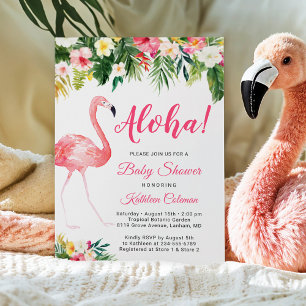 Aloha Luau Baby Dusche Tropisches Flamingo Einladung