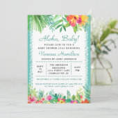 Aloha Luau Babydusche Tropische Einladung Aquamari (Stehend Vorderseite)
