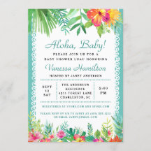 Aloha Luau Babydusche Tropische Einladung Aquamari