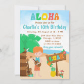 Aloha Luau Beach Birthday Red Hair Boy Einladung (Vorderseite)