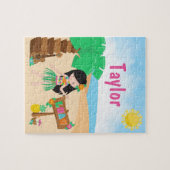 Aloha Luau Beach Black Hair Girl Jigsaw Puzzle (Horizontal)