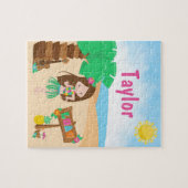 Aloha Luau Beach Brown Hair Girl Jigsaw Puzzle (Horizontal)
