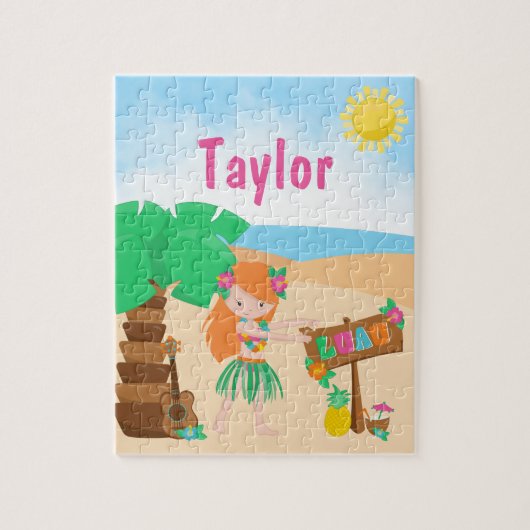 Aloha Luau Beach Red Hair Girl Jigsaw Puzzle (Vertikal)