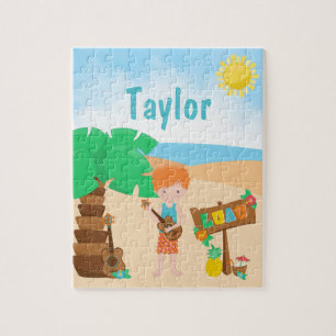 Aloha Luau Beach Rother Haarjunge Puzzle