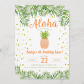 Aloha Luau Birthday Einladung Tropische Ananas (Vorne/Hinten)